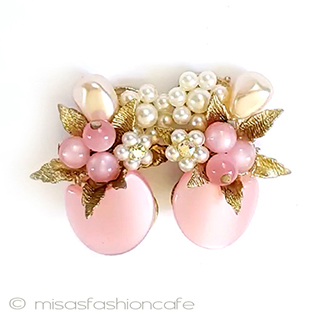 （画像用） ヴィンテージアクセサリー パールのお花イヤリング