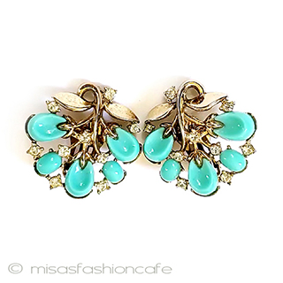 （画像用） Trifari　トリファリ ターコイズ花イヤリング