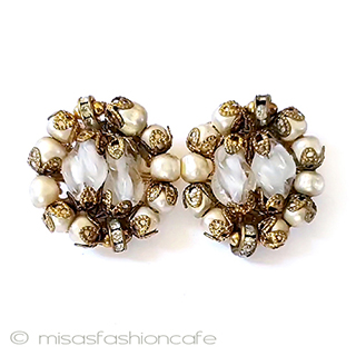 （画像用） アンティークイヤリング バロックパール&ガラス