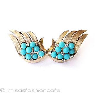 （画像用） Trifari　 トリファリ ターコイズ　イヤリング