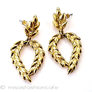 （画像用） Trifari　 トリファリ 金葉リース　ピアス