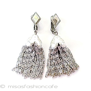 （画像用） ヴィンテージイヤリング SarahCov銀タッセル