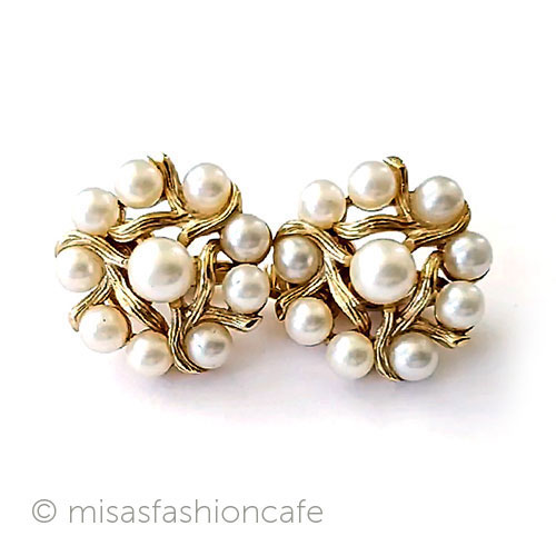 （画像用） ヴィンテージイヤリング トリファリ　パールの木