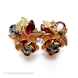 （画像用） ヴィンテージアクセサリー パールRS金花イヤリング