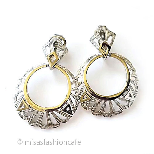 （画像用） Trifari　 トリファリ 透かしsilverフープ