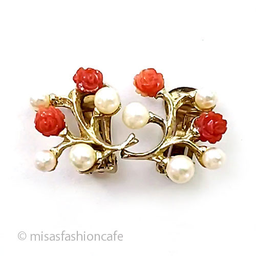 （画像用） SWOBODA　スワボダ 真珠と珊瑚バラのお花