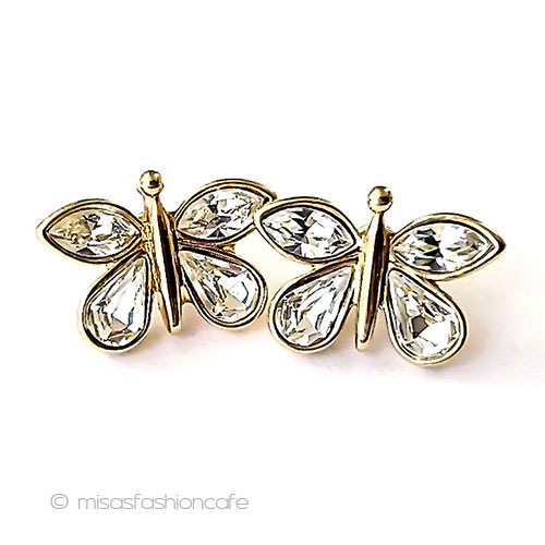 （画像用） Trifari　 トリファリ クリスタル蝶ピアス
