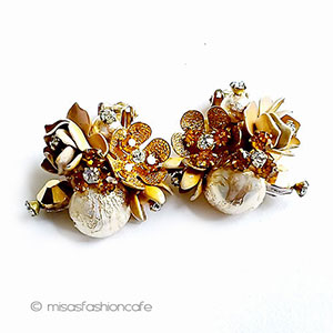 （画像用） ヴィンテージアクセサリー ビジューの花イヤリング