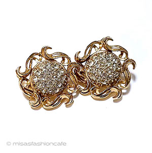 （画像用） エルザ・スキャパレリ刻印 希少ビジュー葉イヤリング