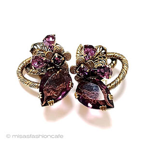 （画像用） アンティークジュエリー アメジストガラスのお花