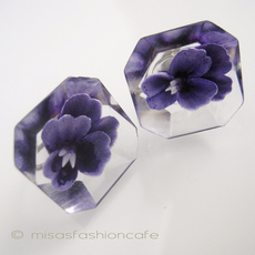（画像用） パンジー・すみれのお花 イヤリング