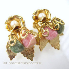 （画像用） Kramer　イヤリング 　本真珠・天然石の花