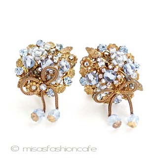 （画像用） 希少DeMario NY刻印 花＆りぼんイヤリング