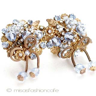 （画像用） 希少DeMario NY刻印 花＆りぼんイヤリング