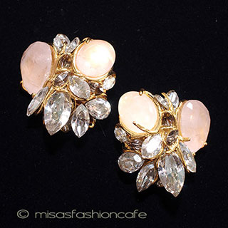 （画像用） 天然石　ローズクオーツ クリスタル　イヤリング