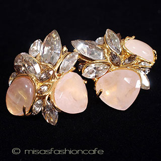 （画像用） 天然石　ローズクオーツ クリスタル　イヤリング