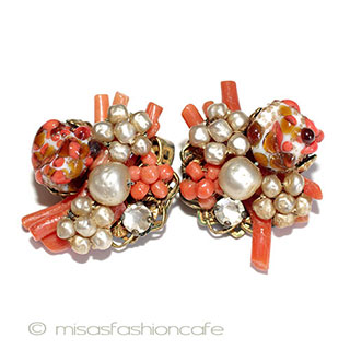 （画像用） DeMario NY　イヤリング 珊瑚バロックパール
