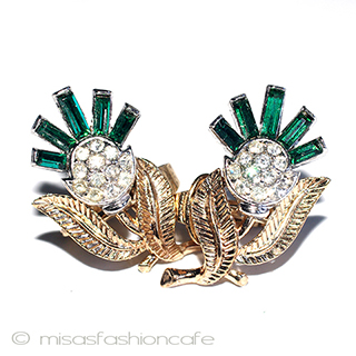 （画像用） Ｔｒｉｆａｒｉ　 トリファリ エメラルド　花イヤリング