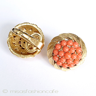 （画像用） Trifari　 トリファリ コーラル花イヤリング