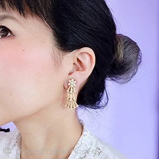 （画像用） Trifari　 トリファリ パールの花イヤリング