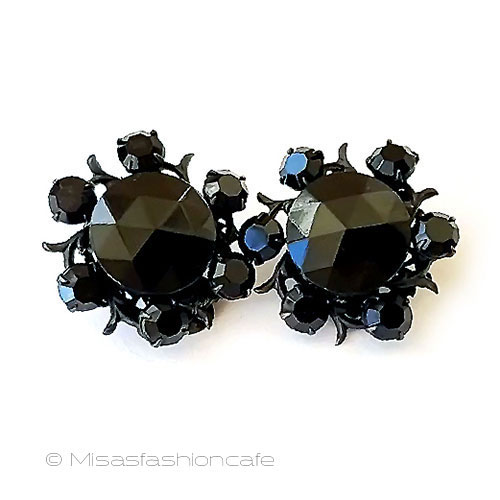 （画像用） ミリアムハスケル刻印 ガラスの花イヤリング