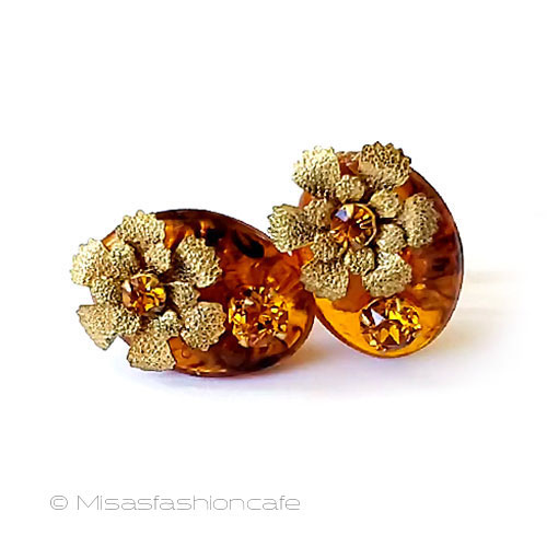 （画像用） ミリアムハスケル刻印 べっ甲お花イヤリング