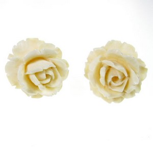 （画像用） 本象牙アイボリー12K 豪華ローズイヤリング