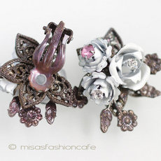 （画像用） Robert刻印　イヤリング 白いローズ　ブーケ