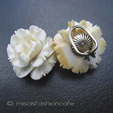 （画像用） 本象牙アイボリー ローズイヤリング