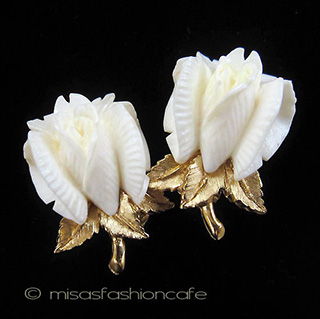 （画像用） 本象牙アイボリー ローズイヤリング