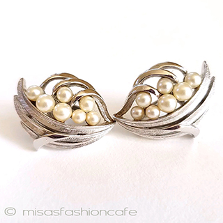 （画像用） Trifari　 トリファリ パール銀花イヤリング