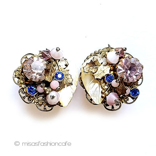 （画像用） アンティークジュエリー マザーオブパール&金葉