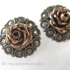 （画像用） アンティーク銀製イヤリング 10Kローズ・マーカサイト