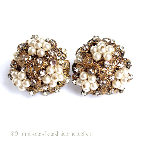 （画像用） パール花ブーケ　イヤリング