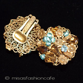 （画像用） DeMario NY　イヤリング ブルー＆トパーズの花