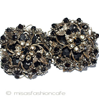 （画像用） DeMario NY　イヤリング 大振りBLKフラワー