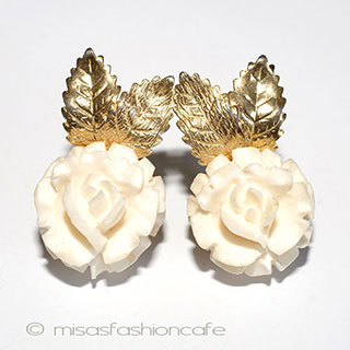 （画像用） 象牙アイボリー 12Kgf ローズ　イヤリング