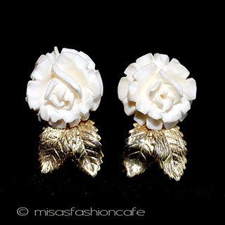 （画像用） 象牙アイボリー 12Kgf ローズ　イヤリング