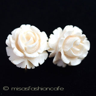 （画像用） 象牙アイボリー12Kgf ローズ　イヤリング