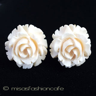 （画像用） 象牙アイボリー12Kgf ローズ　イヤリング