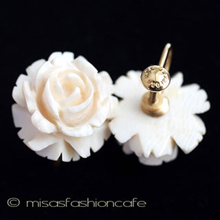 （画像用） 象牙アイボリー12Kgf ローズ　イヤリング