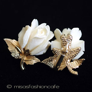 （画像用） 本象牙アイボリー ローズイヤリング