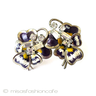 （画像用） ヴィンテージイヤリング CarlArt銀製 すみれの花　