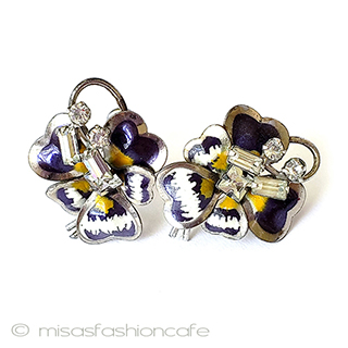 （画像用） ヴィンテージイヤリング CarlArt銀製 すみれの花　