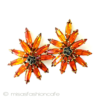 （画像用） ヴィンテージイヤリング WEISS ガラスフラワー