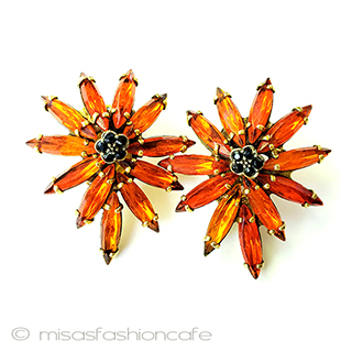 （画像用） ヴィンテージイヤリング WEISS ガラスフラワー