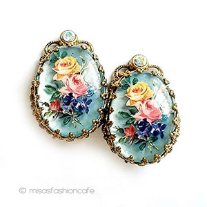 （画像用） ヴィンテージイヤリング ドイツ製　バラのお花