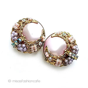 （画像用） ヴィンテージアクセサリー パールお花　イヤリング