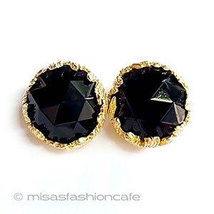 （画像用） JONNE刻印イヤリング フレンチジェット金葉