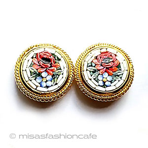 （画像用） ヴィンテージイヤリング モザイク・ガラスお花